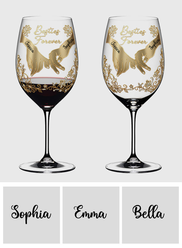 Besties Forever - Personalized Bestie Wine Glass With Long Stem