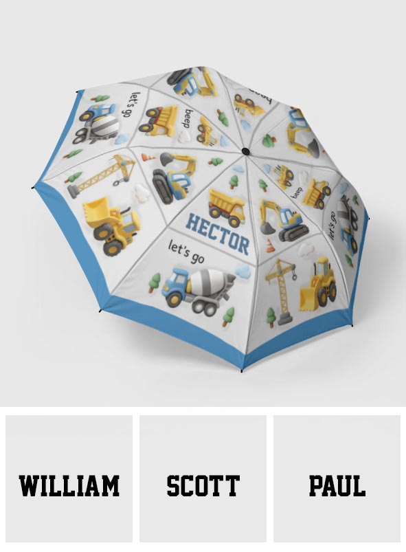 Construction Machines - Personalized Kid Umbrella