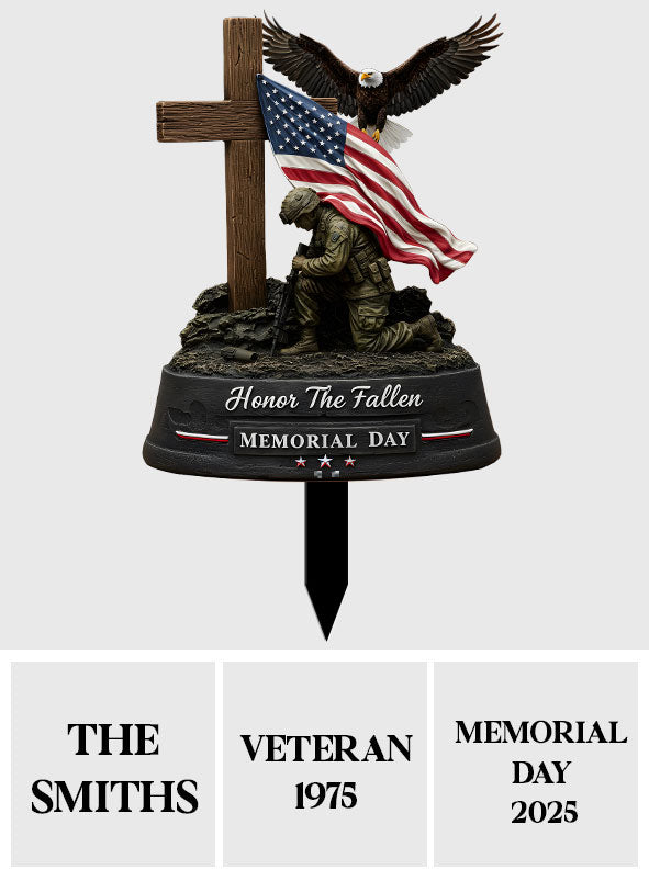 Honor The Fallen, Memorial Day Outdoor Decoration - Personalized Veteran Metal Garden Art
