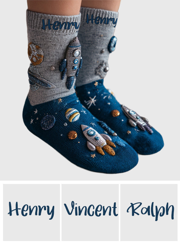 From The Spaceship - Personalized Kid Socks
