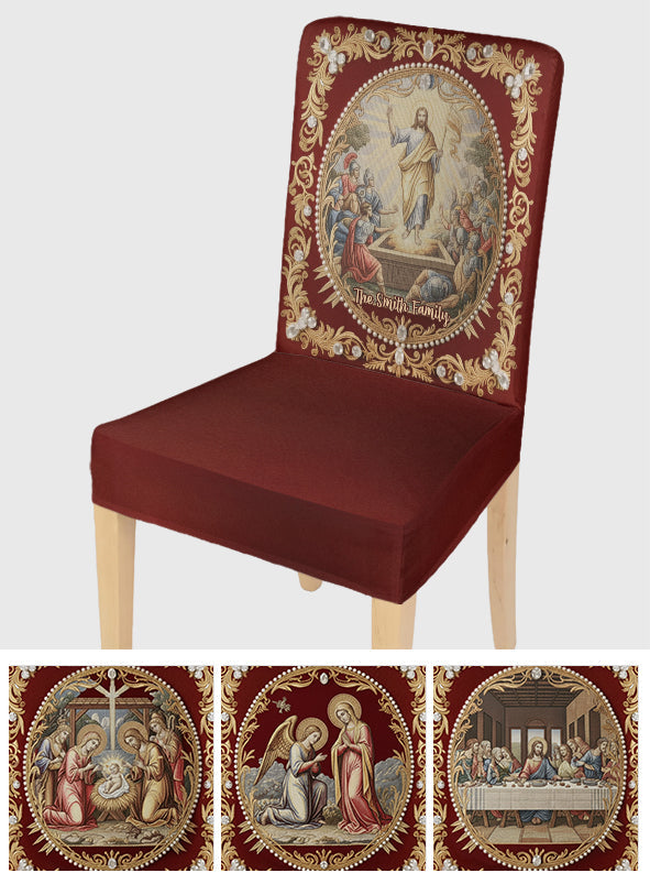 Key Christian Religious Scenes - Personalized Christian Chair Cover Set
