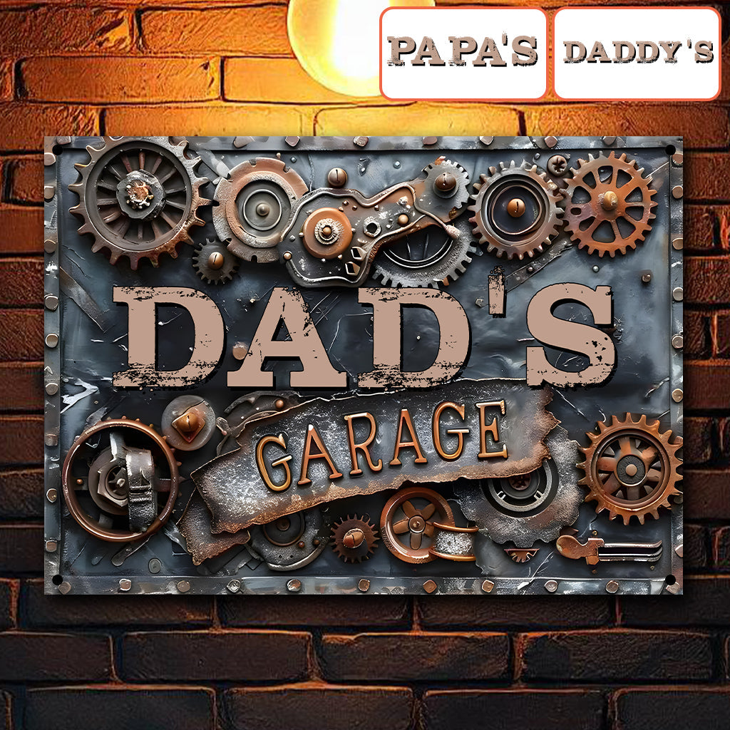 Dad's Garage Custom Title - Personalized Father Rectangle Metal Sign