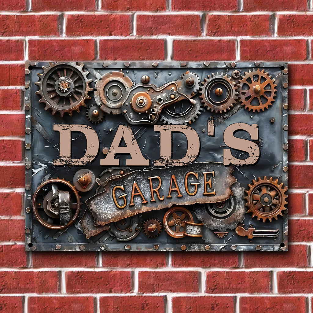 Dad's Garage Custom Title - Personalized Father Rectangle Metal Sign