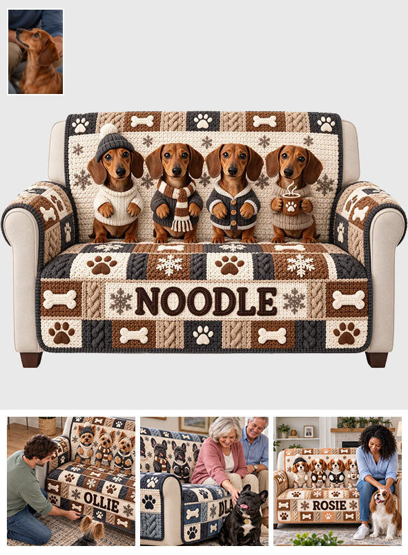 Merry Woofmas - Personalized Dog Quilted Sofa/Couch Cover