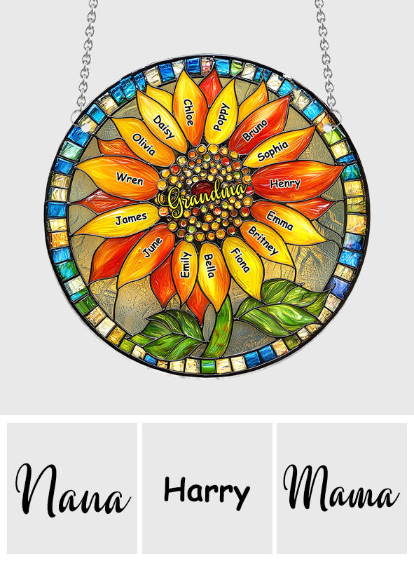 Tournesol pour grand-mère/maman - Décoration attrape-soleil personnalisée à suspendre à la fenêtre