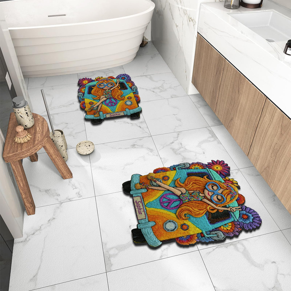 Hippie Girl - Personalized Hippie Non-Slip Tufted Rug