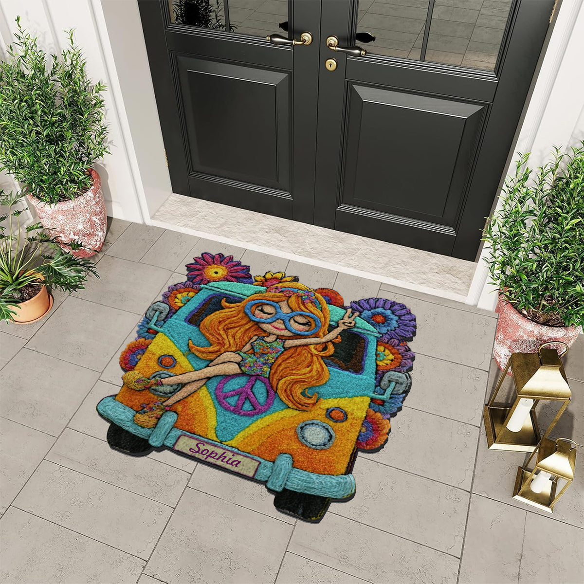 Hippie Girl - Personalized Hippie Non-Slip Tufted Rug