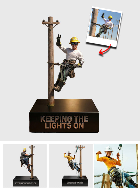 Lineman Climbing - Personalized Lineman Custom Shaped Acrylic Plaque