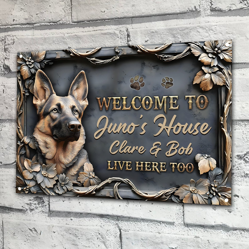 Welcome To Dog's House - Personalized Dog Rectangle Metal Sign