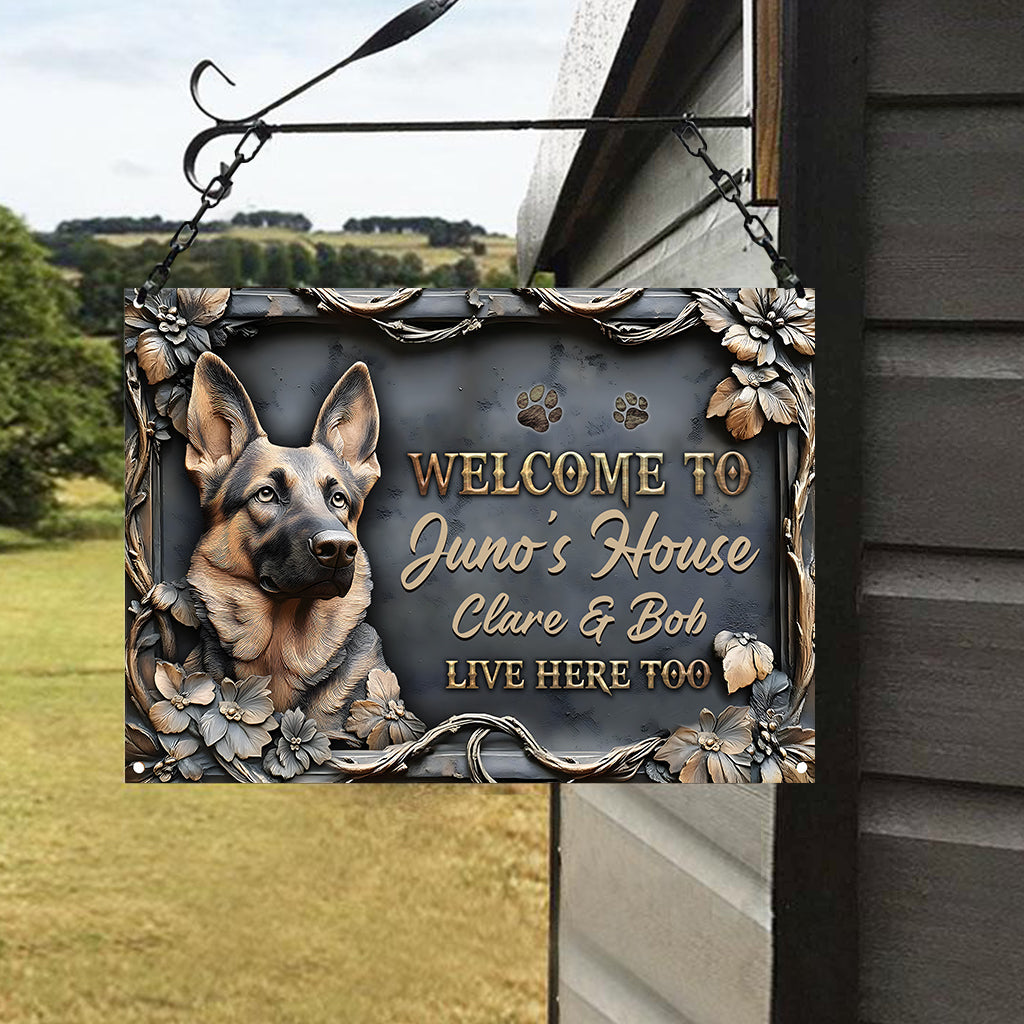 Welcome To Dog's House - Personalized Dog Rectangle Metal Sign
