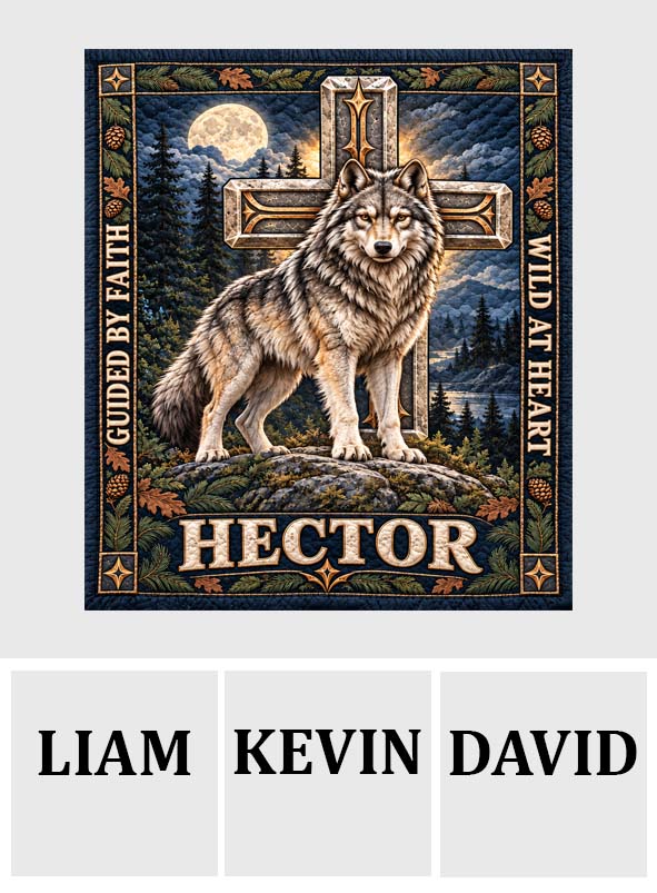 Guided By Faith - Personalized Wolf Blanket