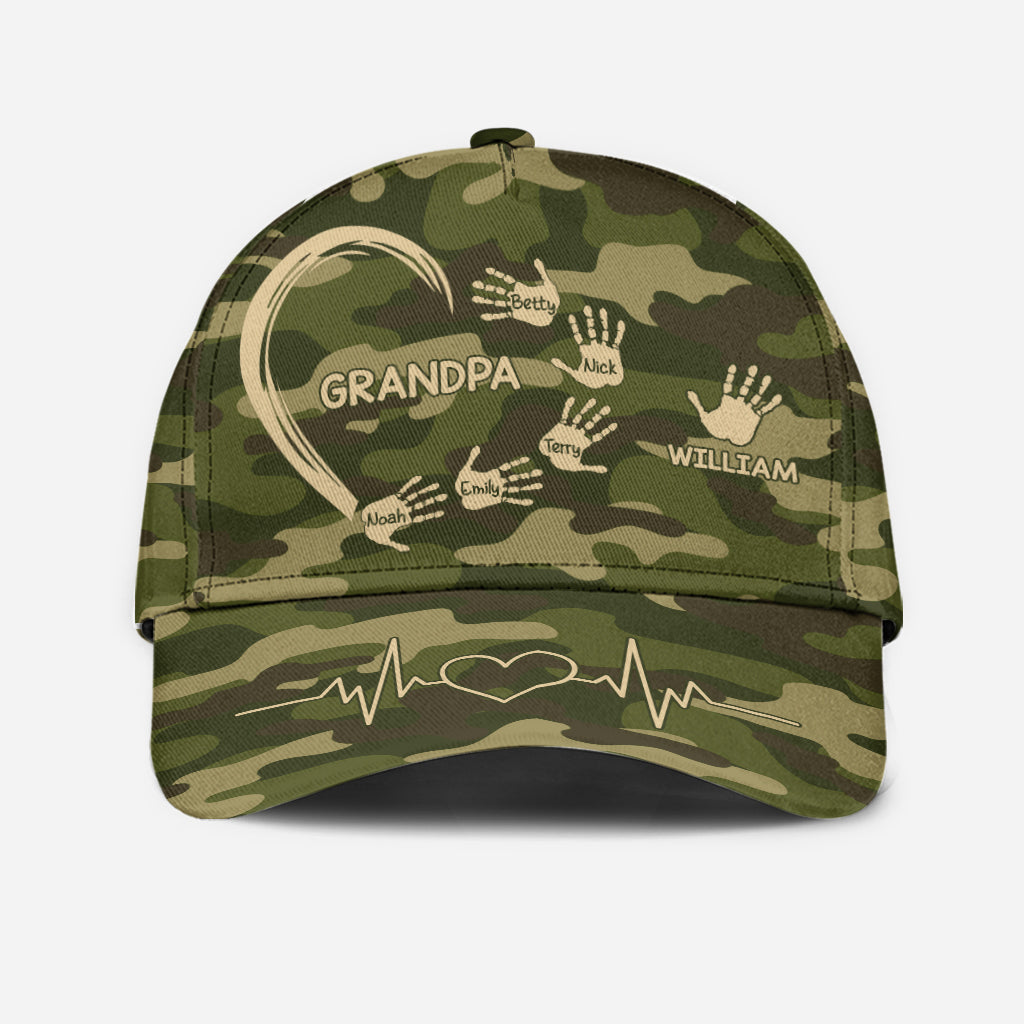 Grandpa Dad Kids Handprints - Personalized Father Classic Cap
