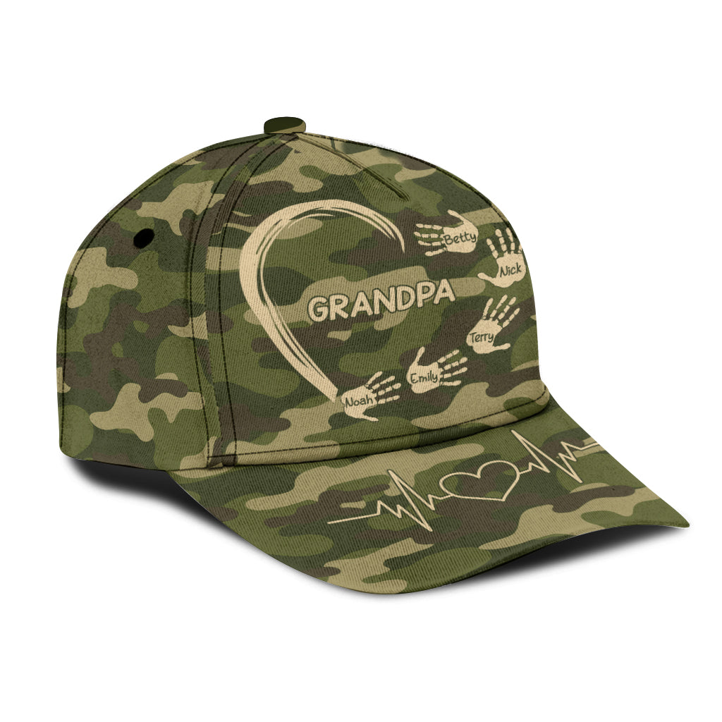 Grandpa Dad Kids Handprints - Personalized Father Classic Cap