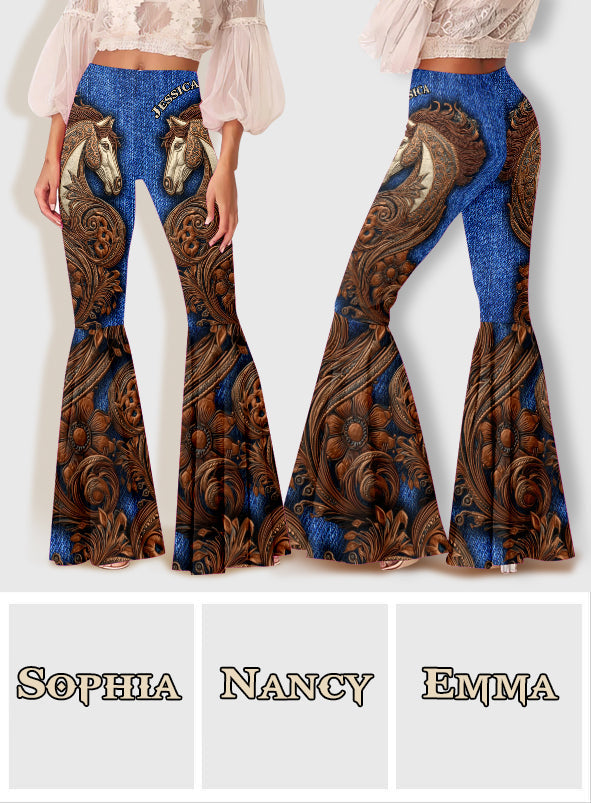 Cowgirl Horse - Personalized Horse Flare Leggings