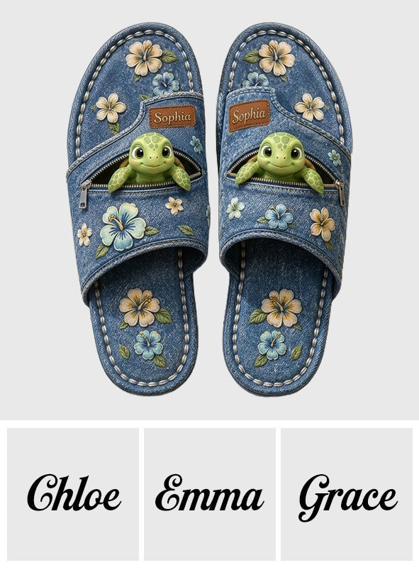 Love Turtle - Personalisierte Schildkröte Offene Zehen Sandalen