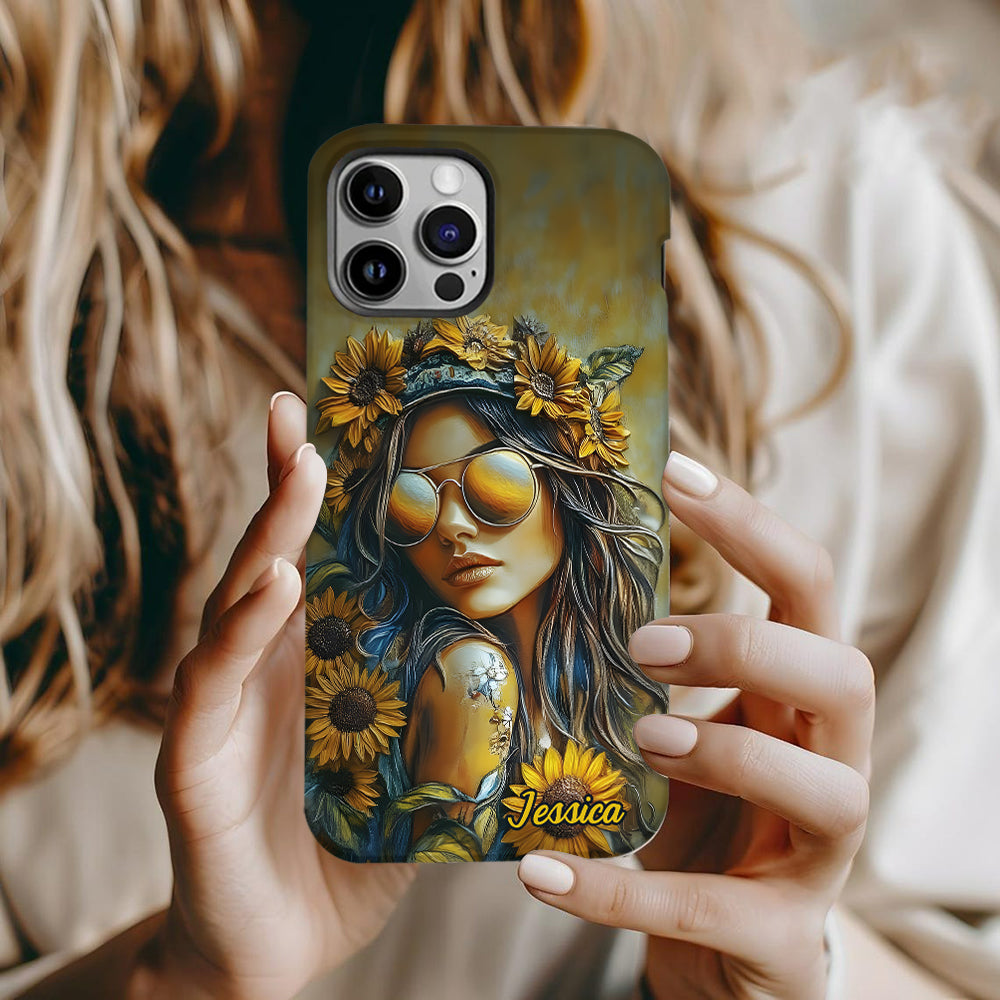 Hippie Soul Sunflower Girl - Personalized Hippie Full Print Phone Case