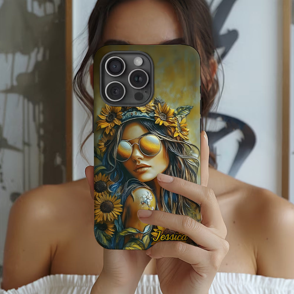 Hippie Soul Sunflower Girl - Personalized Hippie Full Print Phone Case