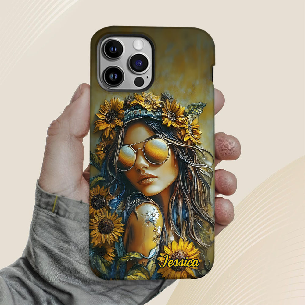 Hippie Soul Sunflower Girl - Personalized Hippie Full Print Phone Case