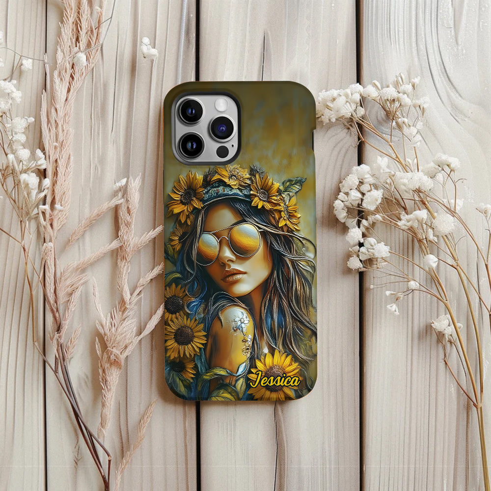 Hippie Soul Sunflower Girl - Personalized Hippie Full Print Phone Case