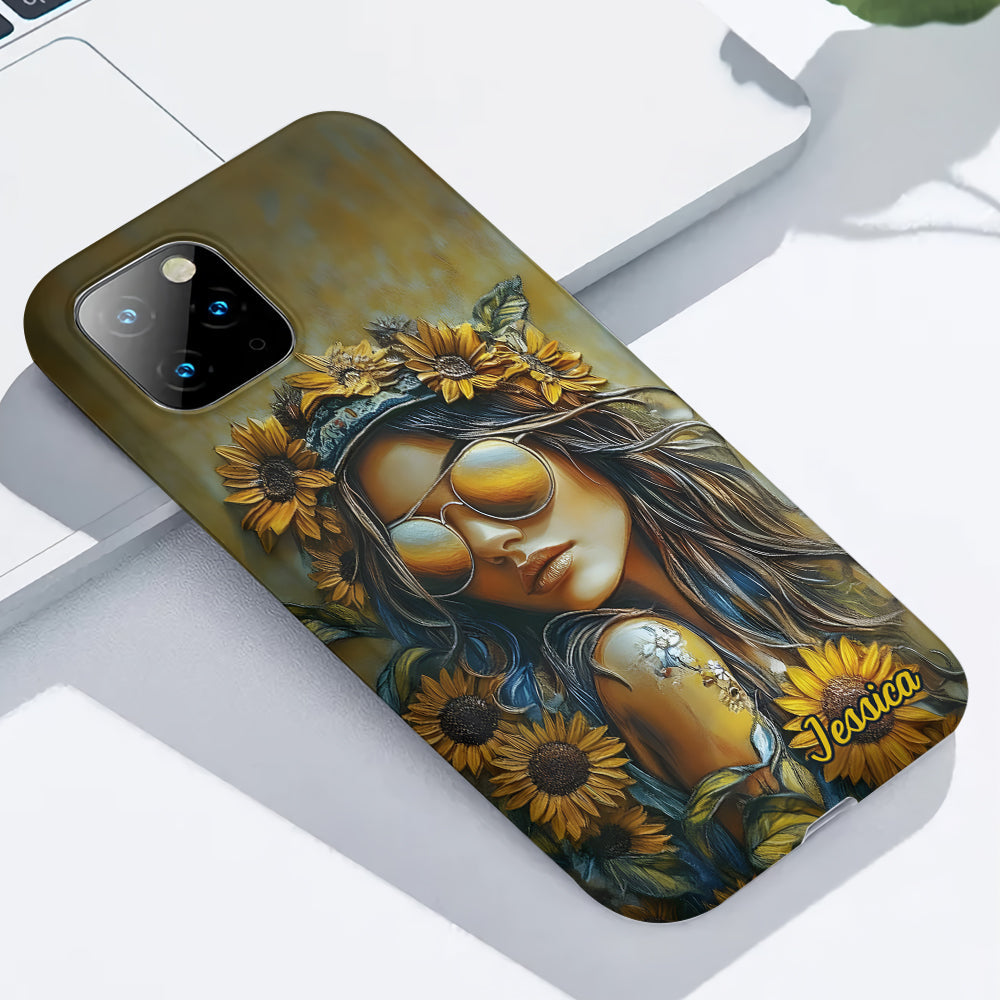 Hippie Soul Sunflower Girl - Personalized Hippie Full Print Phone Case