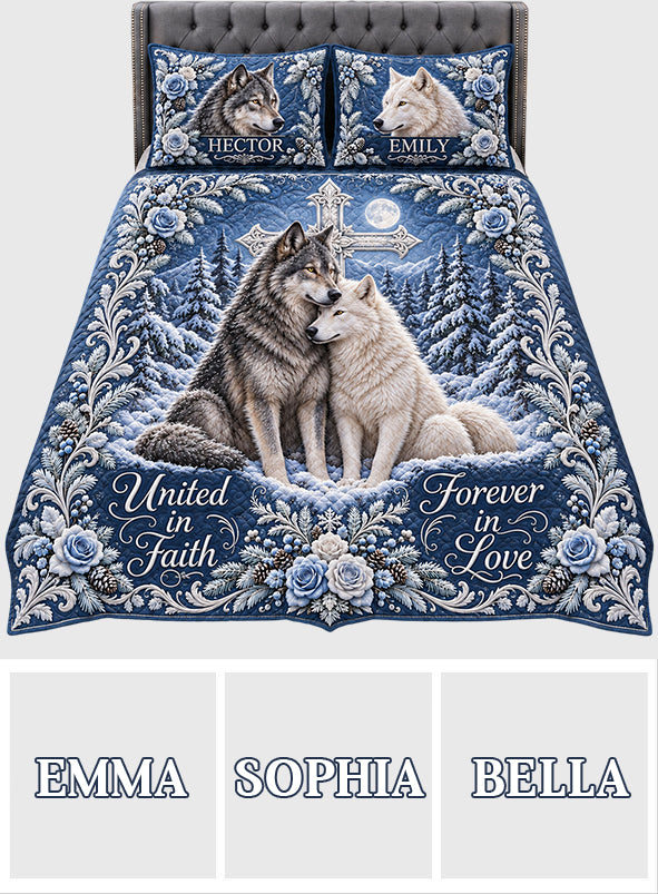 Vereint im Glauben - Personalisierbares Wolf Quilt Set