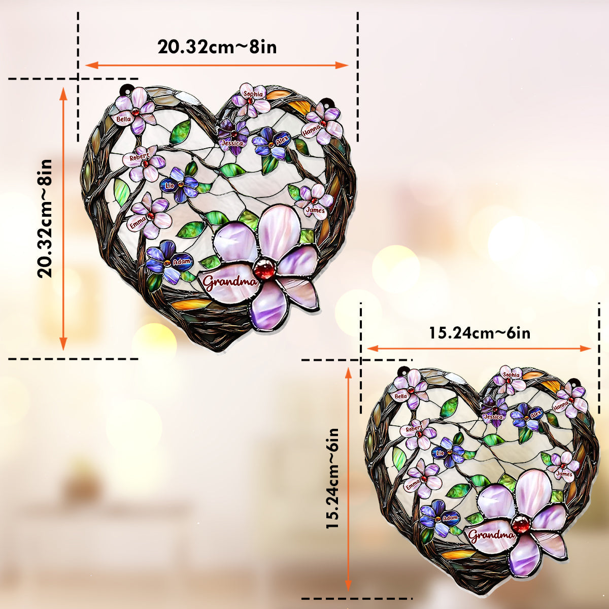 Grandma's Mom's Flowers - Personalized Grandma Window Hanging Suncatcher Ornament
