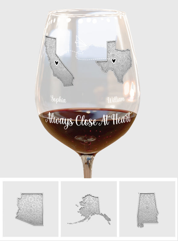 I Miss Your Face Custom Multi States Long Distance Relationship - Personalized Long Distance Wine Glass With Long Stem