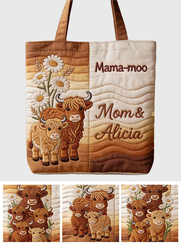 Mama-moo - Personalisierte Highland Cow Stepp-Tasche
