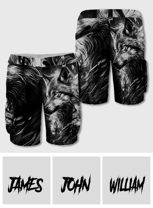 Strong Wolf – Personalisierte Wolf-Cargoshorts mit Gürtel