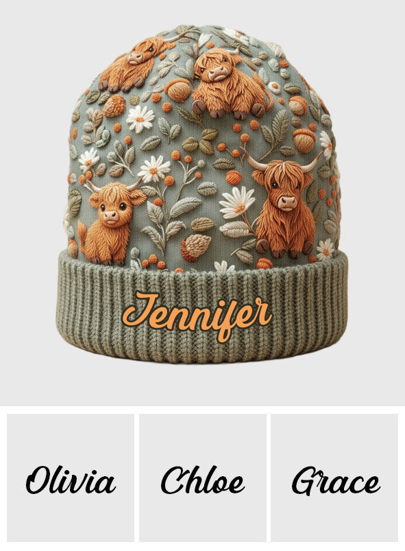 Highland Cow Farm - Personalisierte Highland Cow Beanie Mütze