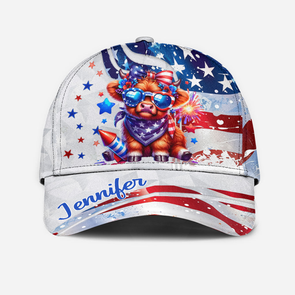 July 4th Highland Cow - Personalized Highland Cow Classic Cap