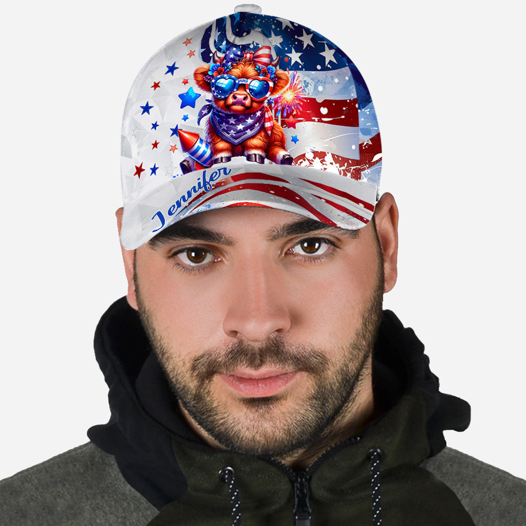 July 4th Highland Cow - Personalized Highland Cow Classic Cap