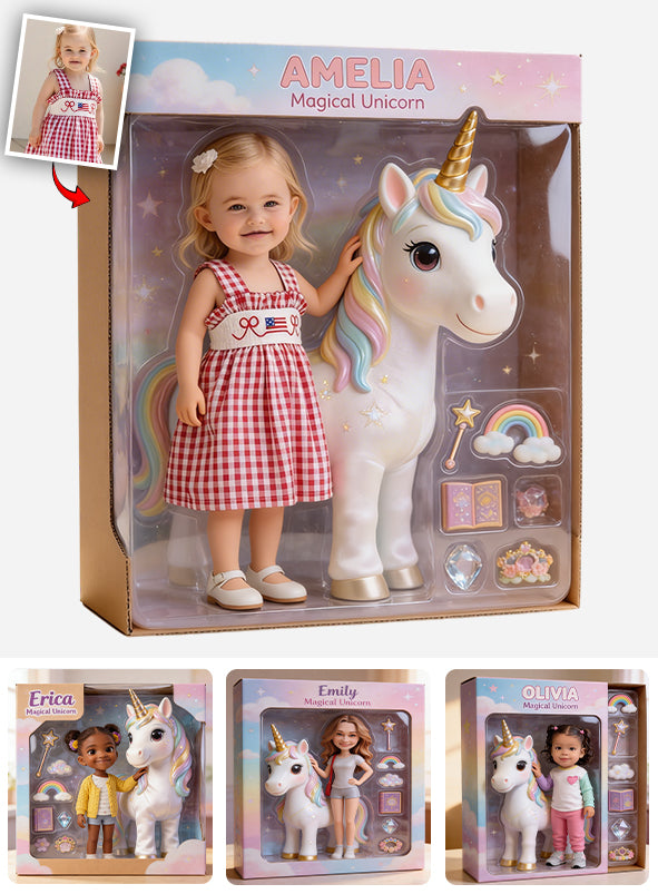 Magisches Einhorn – Personalisierte Acrylplakette in Kinderform