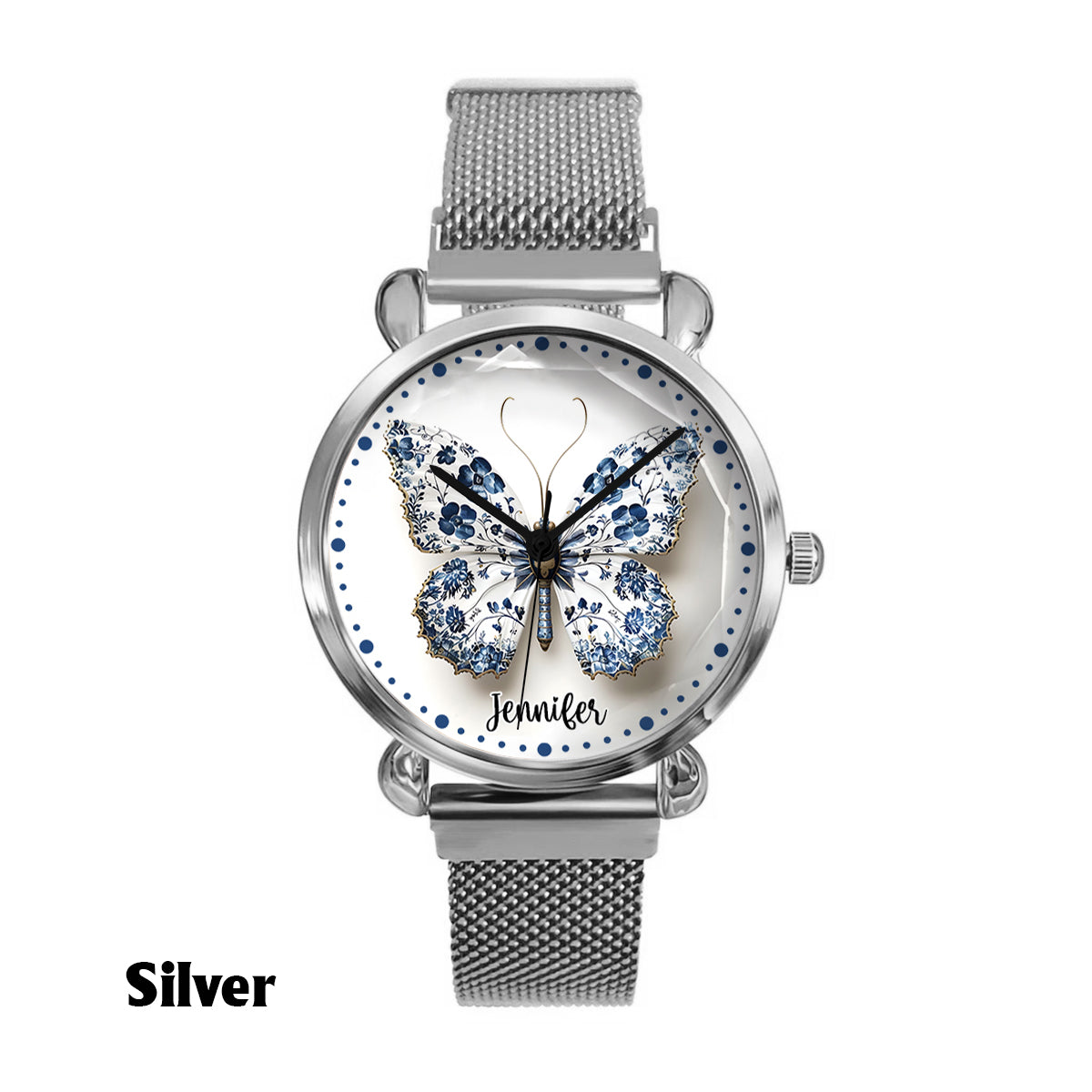 Toile De Jouy Style Butterfly - Personalized Butterfly Women Hand Watch