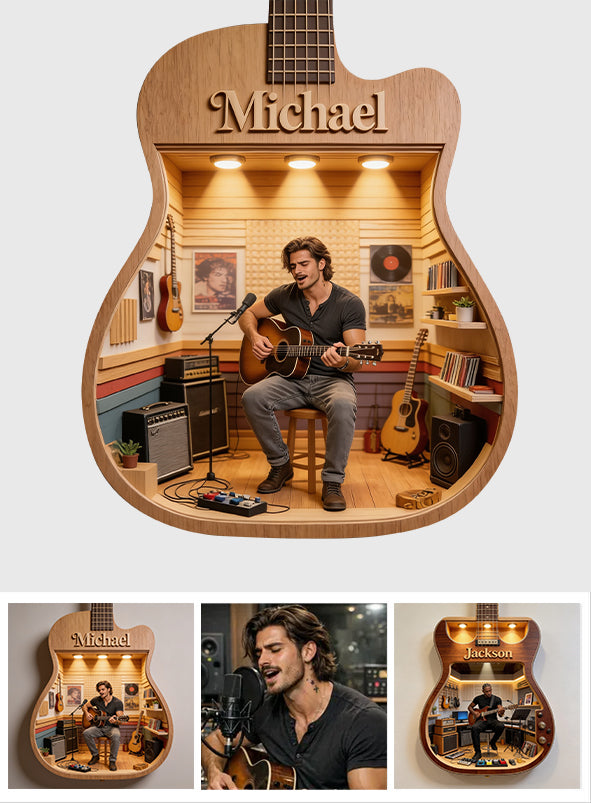 Guitar Lover - Personalized Guitar Wooden Light Shadow Box