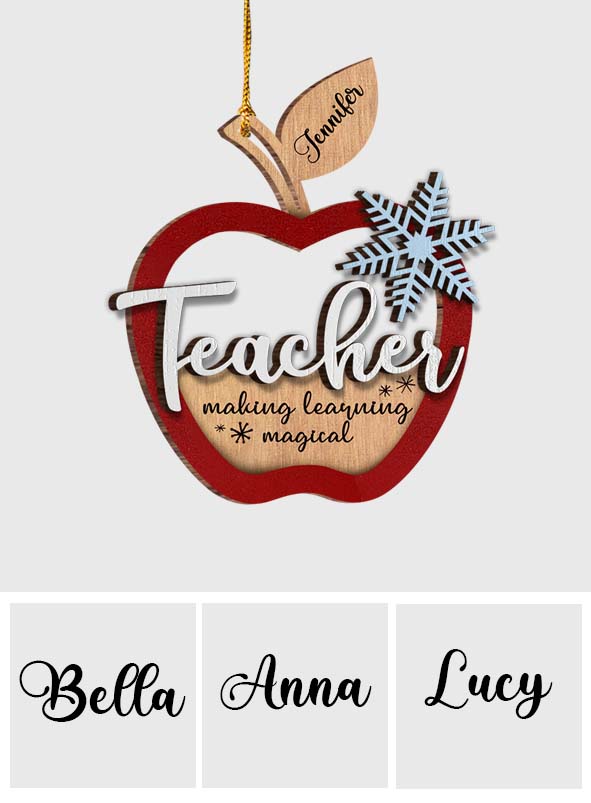 Noël des enseignants - Ornement en bois personnalisé à 2 niveaux