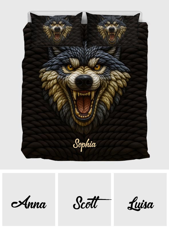 Wolf Lover Gift - Personalized Wolf Quilt Set