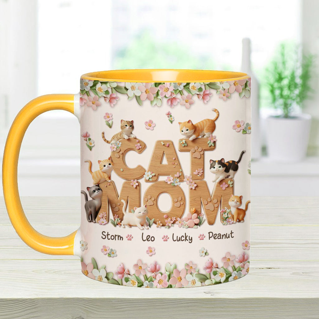 Cat Mom - Personalized Cat Accent Mug