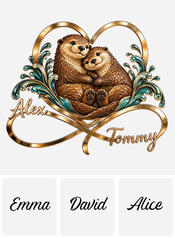Cute Otter Couple Bedroom Decor - Personalized Otter 3D Printed Cut Metal Sign