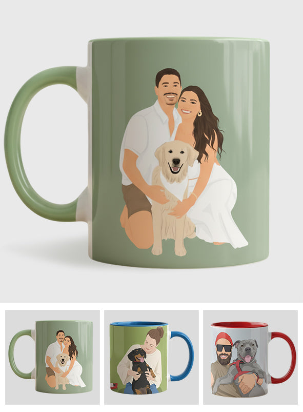Unique Gift Drawing From Photo - Minimalist Style - Personalized Dog Accent Mug