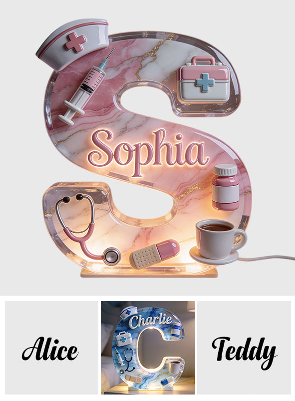 Medizinisches Alphabet - Personalisierte Krankenschwester Acryl LED Nachtlicht