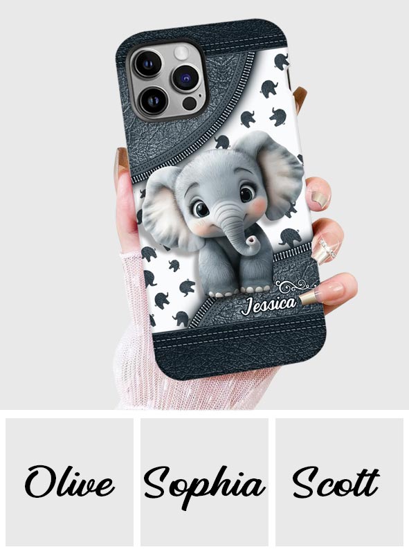 Adorable bébé éléphant - Coque de téléphone personnalisée avec imprimé éléphant intégral