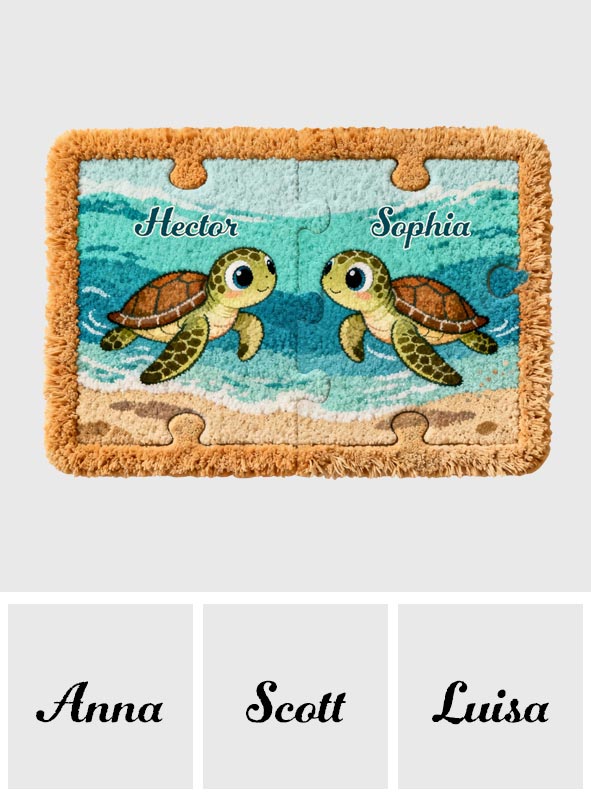 Perfect Gift For Couple - Personalized Turtle Non-Slip Tufted Rug