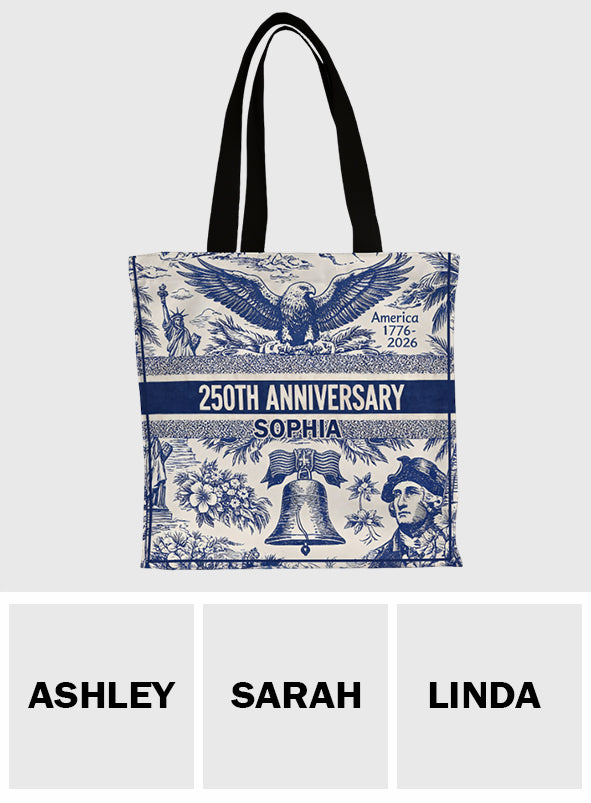 250th Anniversary - Personalized Independence Day/ 4th of July All-Over Print Canvas Tote Bag