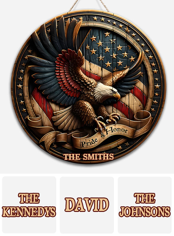 Pride & Honor - Personalized Bald Eagle Custom Shaped Wood Sign