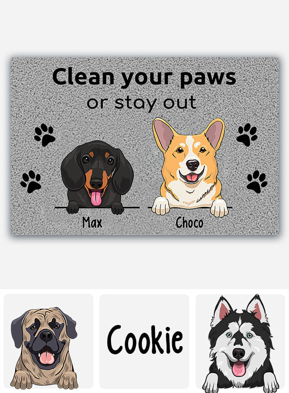 Clean Your Paws Or Stay Out - Personalized Dog Doormat