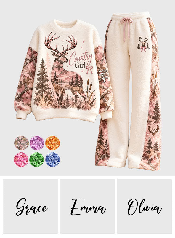 Country Girl - Personalized Hunting Fleece Lounge Set