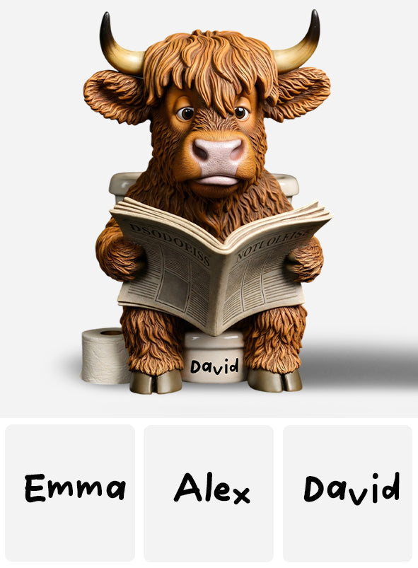 Funny Bathroom Decor - Highland Cow Toilet Bucket - Personalized Highland Cow Custom Shaped Acrylic Plaque