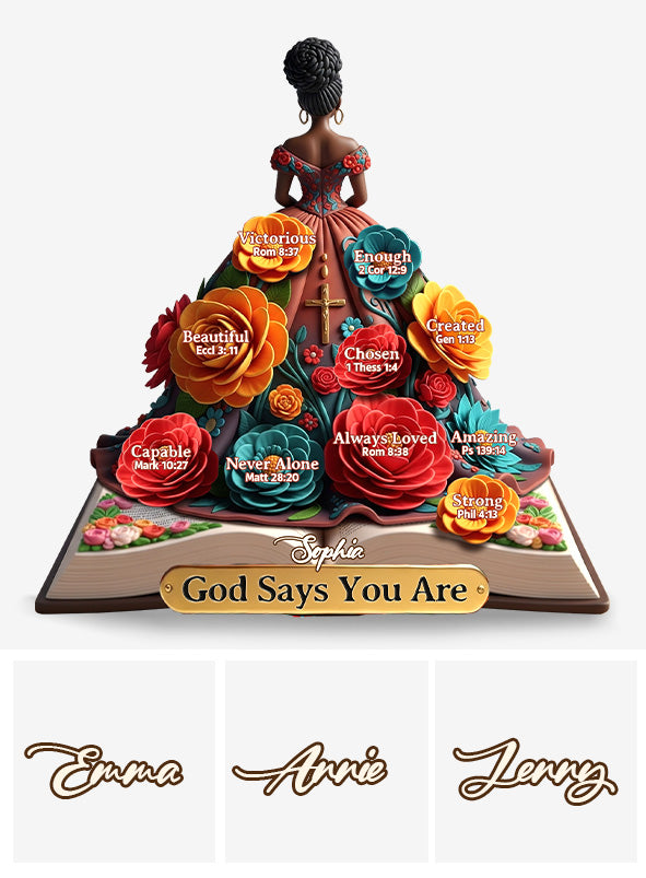 God Says You Are - Personalized African American Custom Shaped Acrylic Plaque