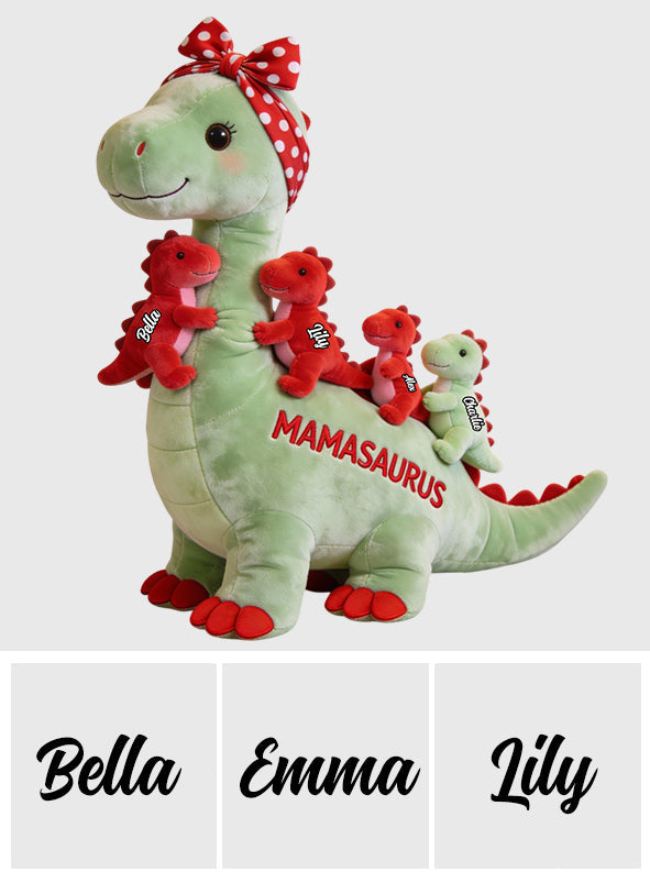 Mamasaurus Gift For Mom Grandma - Personalized Mother Faux Fur Shaped Pillow